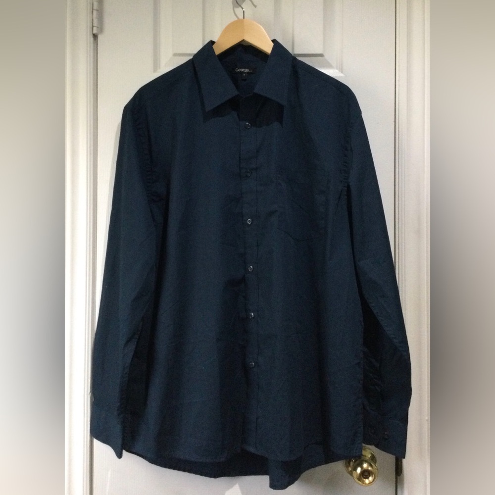 George Men's Navy Casual Button Down Shirt